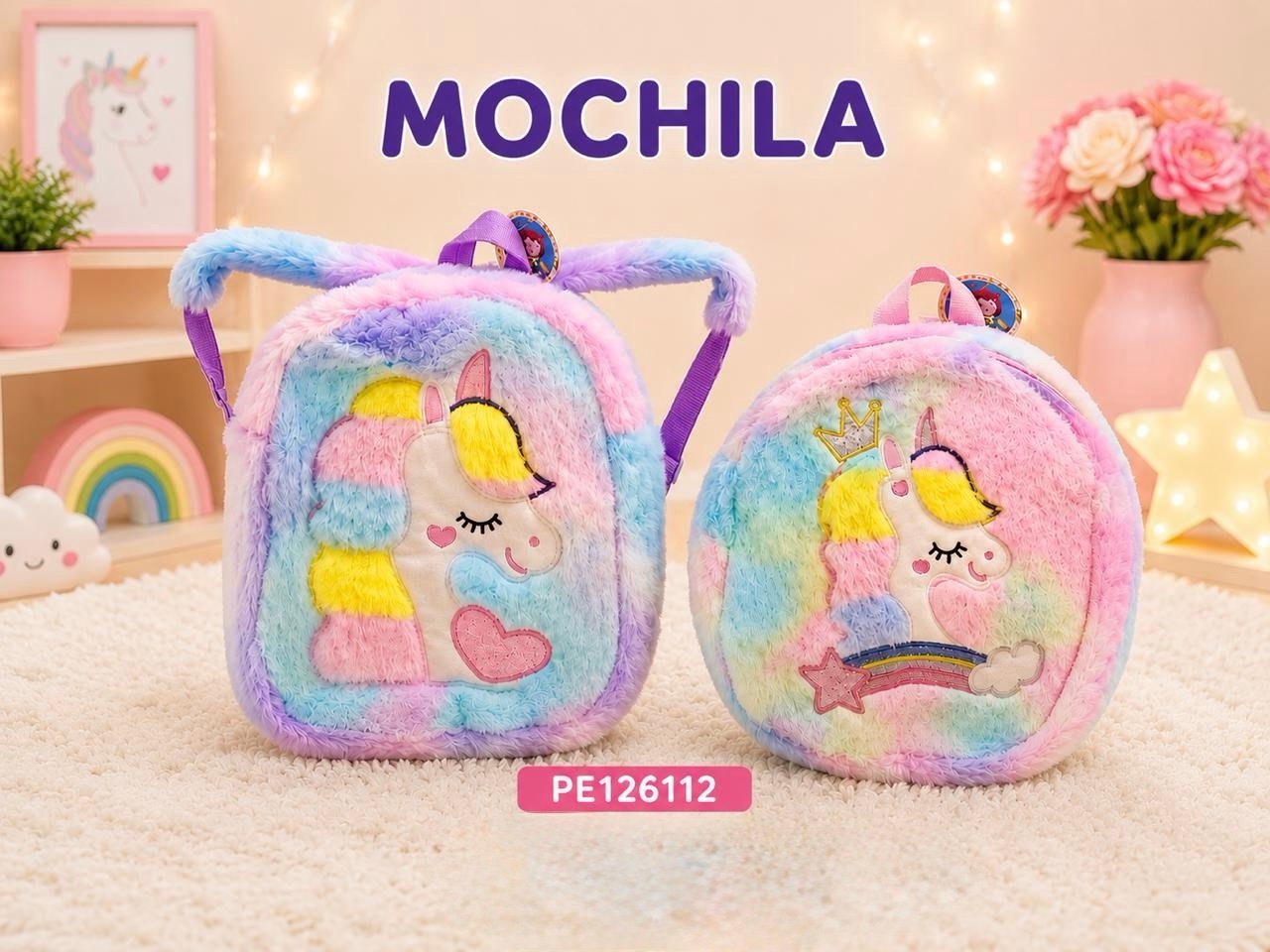58d6629b-973d-42da-8157-ea59a2213673 MOCHILA UNICORNIO DE PELUCHE - Imagen 1